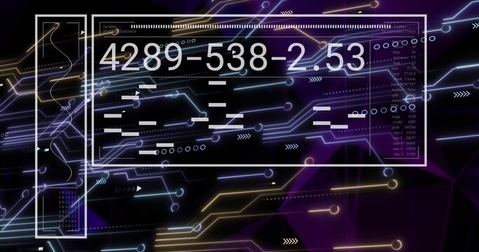 Displaying clear HUD occupying center over dark circuit background, showing 4289-538-2