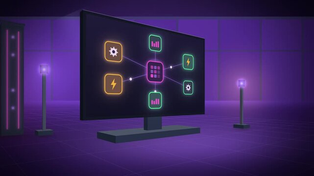 Smart factory machine network perspective view looping motion