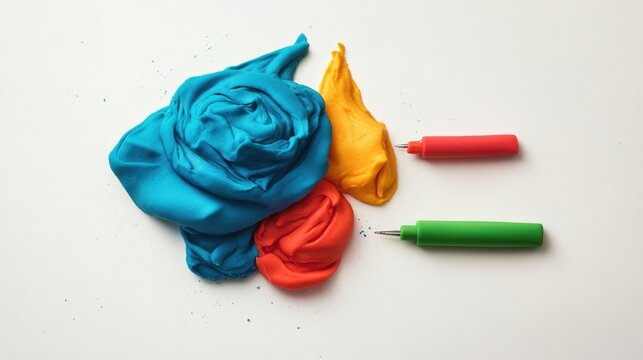 Colorful Modeling Clay Sculptures with Small Plastic Tools