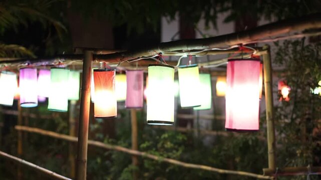 lights lantern in motion Luang Prabang Laos