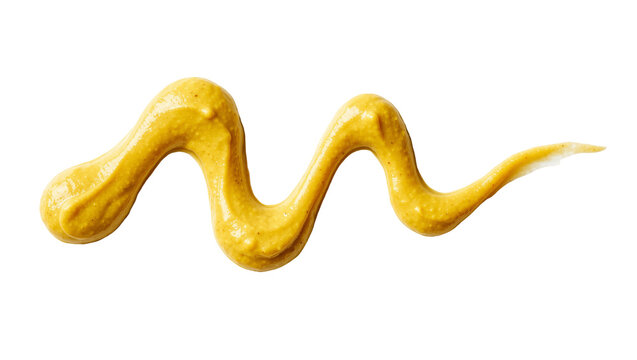 Yellow mustard swirl a condiment for food, isolated on transparent background