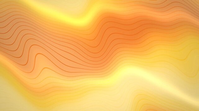 Vibrant orange abstract waves flowing gracefully across digital yellow background creating dynamic modern visual motion patterns