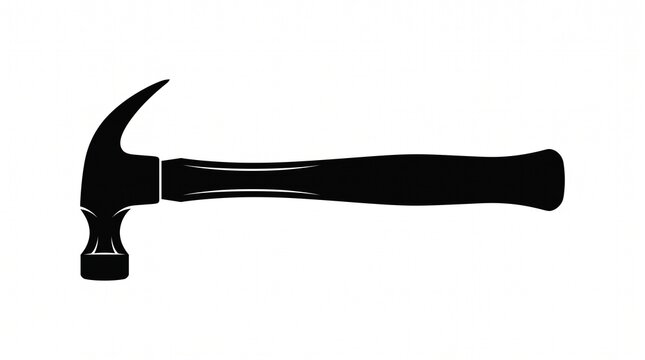 Black silhouette of a claw hammer on a white background