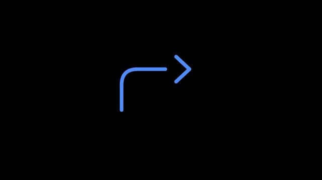 Blue outlined arrow traces upward, turns right, and reveals its arrowhead on transparent canvas, clean directional line animation, high quality video footage, route, transition, design, trace