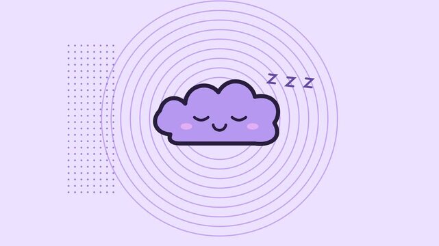 Cute Sleeping Cloud Illustration Animation 4K High Resolution Vector Design