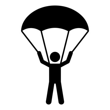 Stick Figure Parachutist Jumping With Canopy Symbol