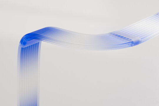 Curved Blue Data Stream on a Minimal White Background