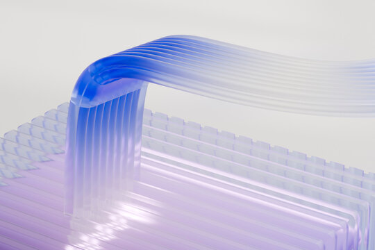 Closeup of Translucent Blue Digital Data Streams