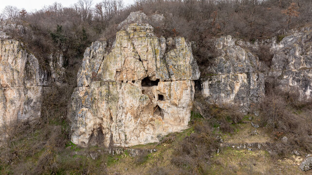 The rock monastery Sandakli Maara near the village of Onogur, northeastern Bulgaria.