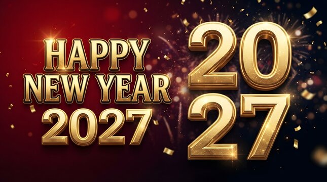 A stunning and celebratory image showcasing the anticipation of the year 2027 filled with golden numerals and sparkling lights wishing everyone a merry christmas and