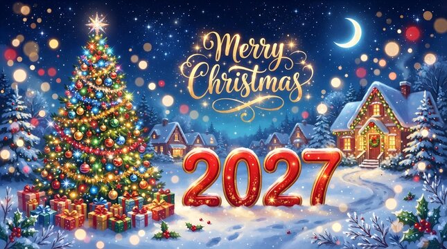A dazzling and enchanting christmas scene unfolds featuring a brilliantly lit christmas tree festive decorations and a warm inviting glow all set against the backdrop