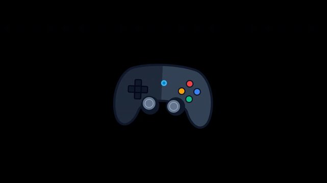 Ergonomic modern wireless gamepad controller hovers and bobs gently with slight banking tilt over a soft ground contact shadow