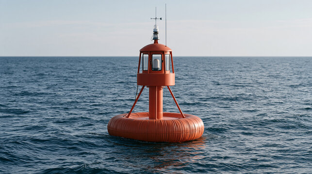Smart marine navigation buoy powered by wave energy and equipped with environmental sensors, ocean monitoring, marine renewable energy, autonomous navigation aids, offshore