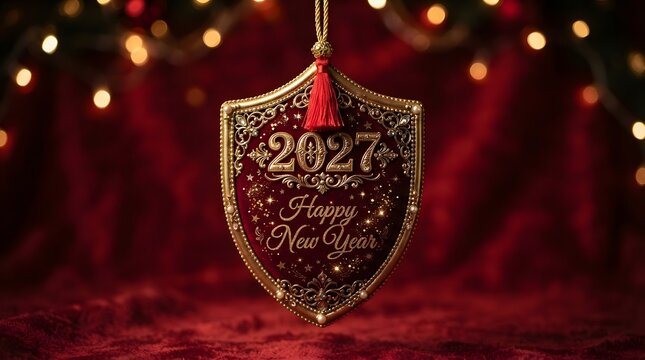 A stunningly detailed image of a christmas ornament shimmering with gold and red hues captures the festive spirit of the upcoming holiday season and the