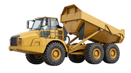 Yellow articulated dump truck with isolated on transparent background © Sumon