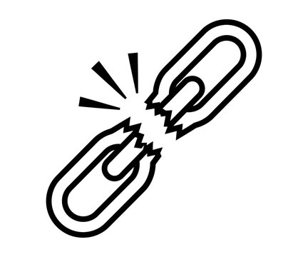 Broken chain link security vulnerability line icon vector
