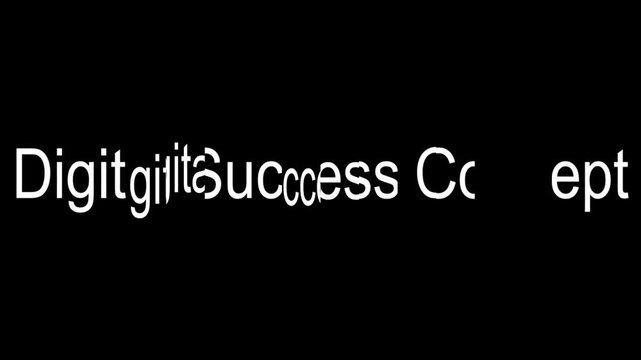 Digit Success Concept text presented in a distorted, overlapping typeface against a solid dark backdrop, symbolizing complex digital challenges, information distortion, and technological hurdles.