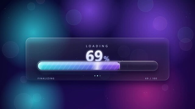 Futuristic Glassmorphism Loading Bar Progress