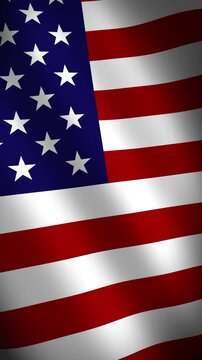 Waving US American Flag Vertical Animation Background