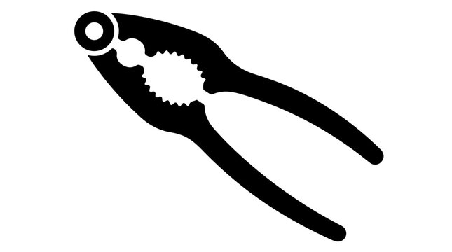 Metal nutcracker tool black flat icon for cracking hard shelled walnuts