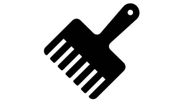 Hair pick comb black flat icon for detangling curly textured hairstyles