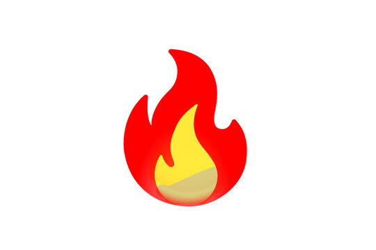 Red and yellow fire flame icon. Simple flat vector illustration of burning hot bonfire isolated on white background. Graphic design element for heat, energy, danger warning, or passion concept