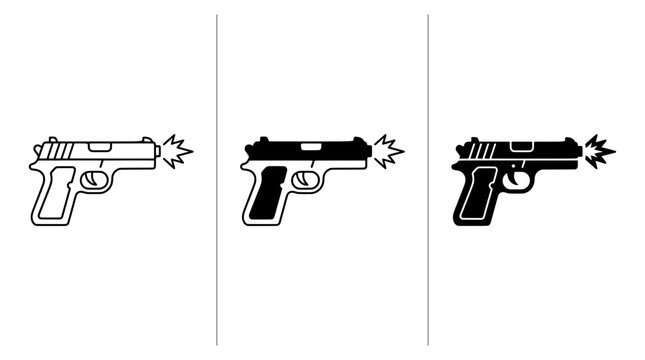 Pistol firing gun silhouette for logo