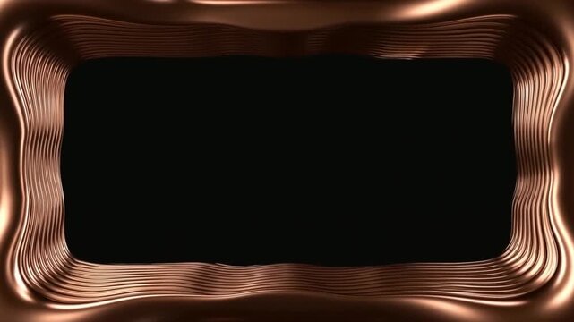 Shiny copper wavy metallic border outlining rectangle on black background