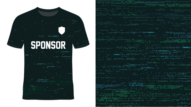 Sponsor T-shirt Graphic with Cyberpunk Binary Pattern and Shield Logo