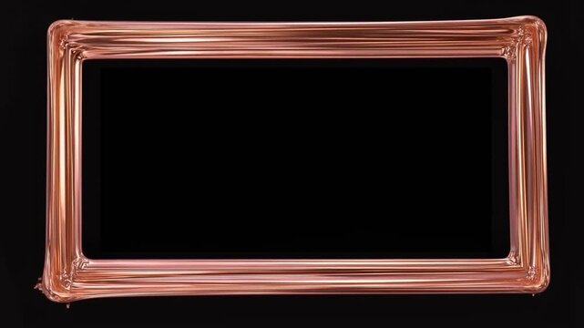Copper liquid metal border surrounds an empty center against a solid black background