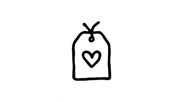 Price Tag For Product Pricing And Retail Sales Hand Drawn Doodle Animation. Shopping Label And Merchandise Cost Symbol. Ecommerce Store Graphic. 4K Loop With Alpha Channel.