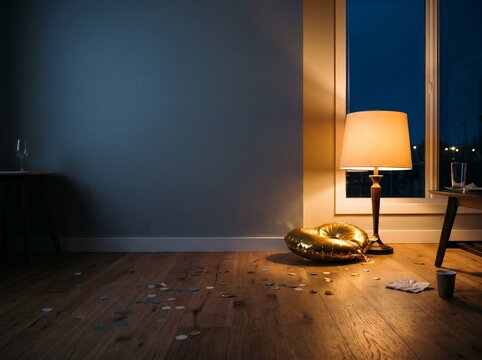 Empty living room at 1am Jan 1st