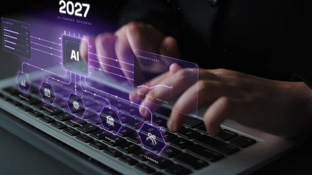 Smart business technology for 2027 where AI agents support forecasting, automation, banking and collaboration, helping companies grow productivity and efficiency. Foretell.