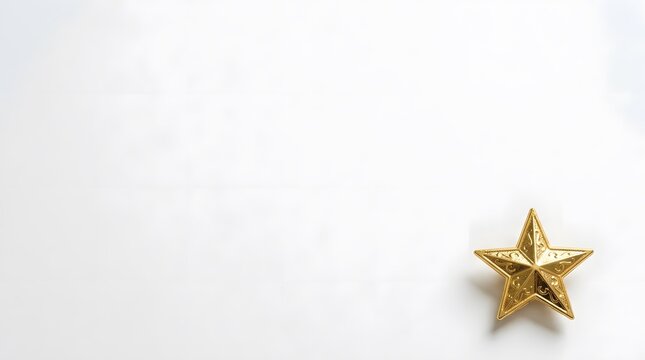 A solitary golden star shines brightly against a pristine white backdrop evoking feelings of hope peace and the magic of the holiday season