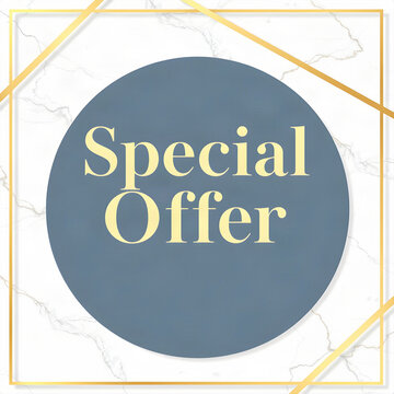 Special Offer luxury retail promotion banner with white marble and gold texture