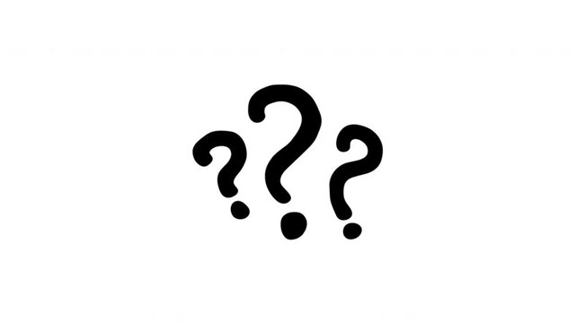 Question Marks For Help And Customer Support Hand-Drawn Doodle Animation On Transparent Background. Inquiry Symbols And Information Request. Seamless Animated Icon. 4K Video Overlay Element.