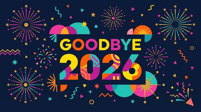 Goodbye 2026 Creative Flat Vector Illustration for New Year Farewell