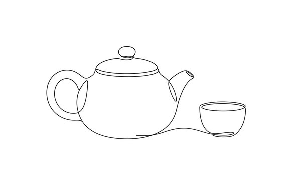 Japan and chains  new year coulter vector new design 2027 Simple line drawing of a teapot pouring into a cup Vector, illustration
