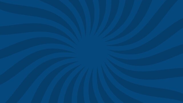 Abstract Deep Blue Radial Sunburst Spiral, Dynamic Rotating Rays and Swirling Motion Graphics Background