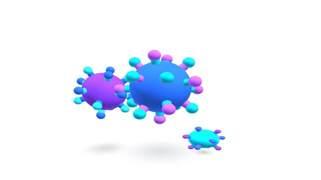 Norovirus pathogen cells floating on a white background