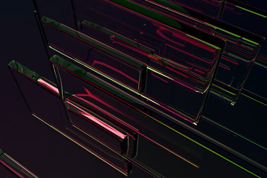 Diagonal 3D Glass Layers with Crimson Highlights