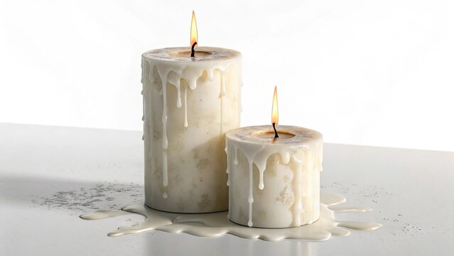 Handmade soy wax candle with organic drip patterns.