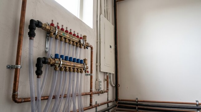 Completed radiant manifold purge in a mechanical room