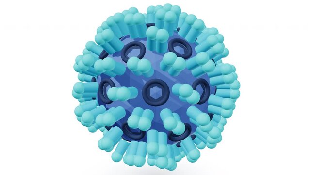 Norovirus particles microscopic 3d illustration on white background