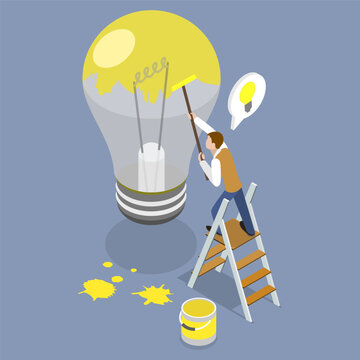 3D Isometric Flat Vector Illustration of Creative Idea, Initiatives To Promote Innovation In Workplace Productivity.