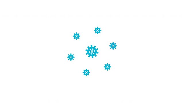 Norovirus cell clusters animation on plain white background