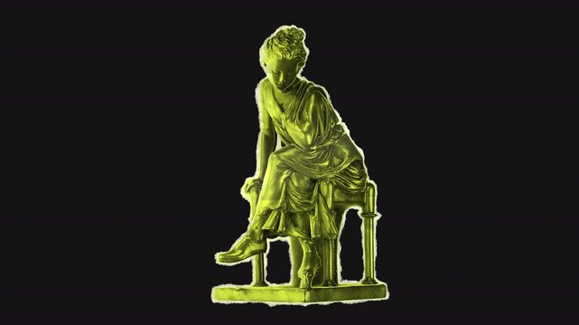 A colourful and vibrant drag and drop peel-and-stick paper sticker featuring a Greek statue.
