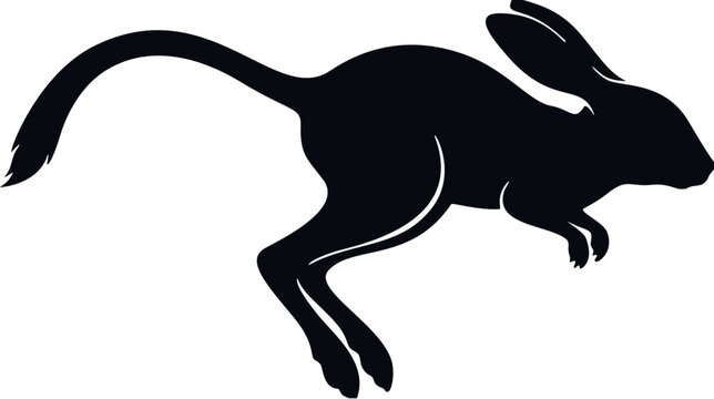 Springhare silhouette jumping leaping side view isolated on transparent background