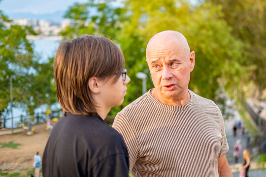 father arguing teenage son, Educational parenting dialogue resolving adolescent problems, personal boundaries defense, Educational dialogue, generation gap conversation, parent child communication