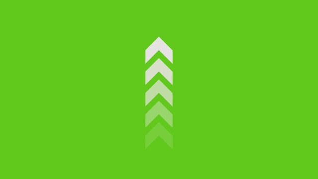 White arrows moving upwards in a fading sequence on a bright green background